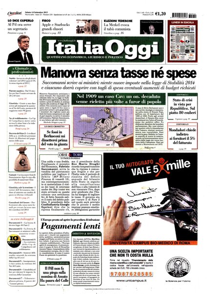 Italia oggi : quotidiano di economia finanza e politica